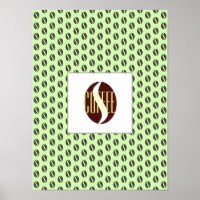 Funky Coffee Beans Pattern Frame Word Poster