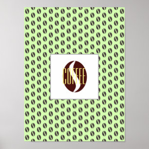 Funky Coffee Beans Pattern Frame Word Poster