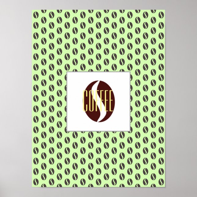 Funky Coffee Beans Pattern Frame Word Poster (Devant)
