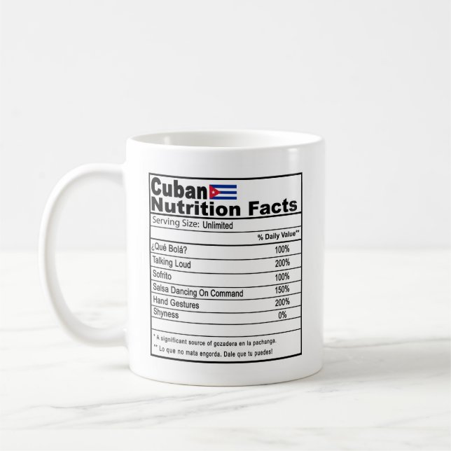 Funky Cubain Nutrition Fact Café Mug (Gauche)