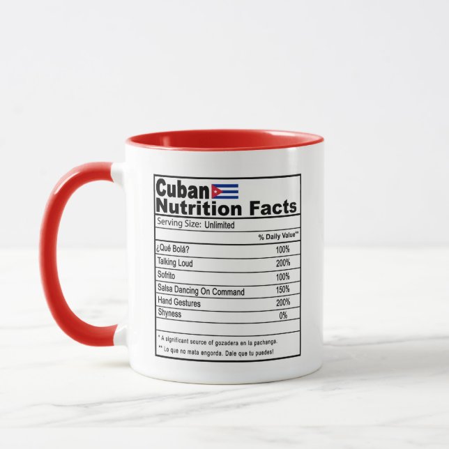 Funky Cubain Nutrition Fact Café Mug (Gauche)
