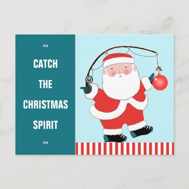 Funky Fishing Christmas Holiday Carte postale (Devant)