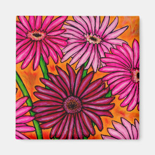 Funky Floral Gerber Daisy Magnet