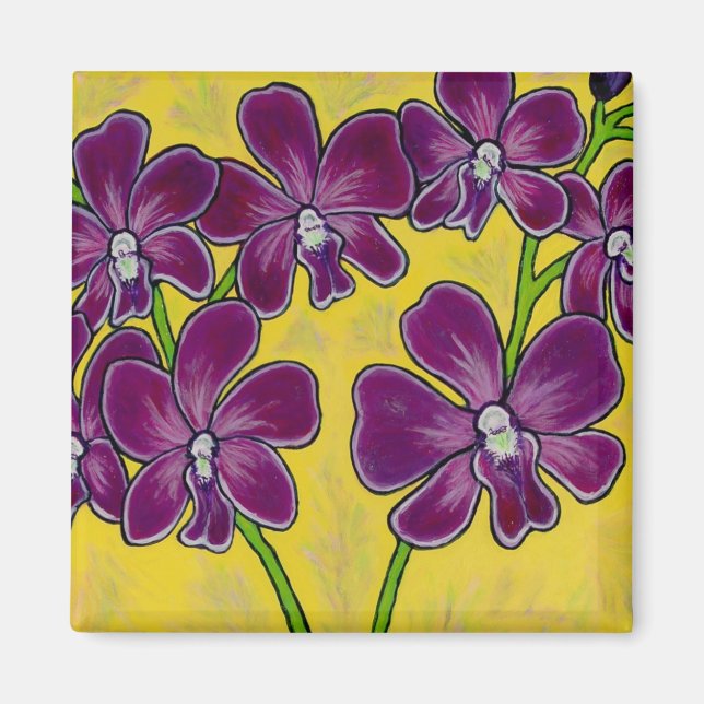 Funky Floral Orchid Magnet (Devant)