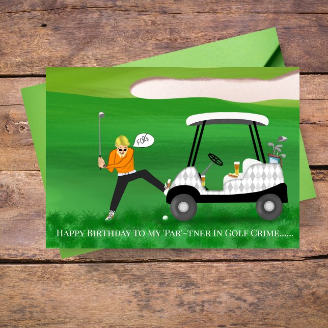 Funky Golfer Carte Anniversaire Avec Bière Et Chie (Tee-rific birthday wishes for your golf-loving friend who enjoys a laugh!)