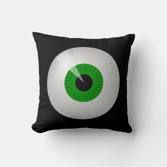 Funky Green Cartoon Monster Eye Coussin (Recto)