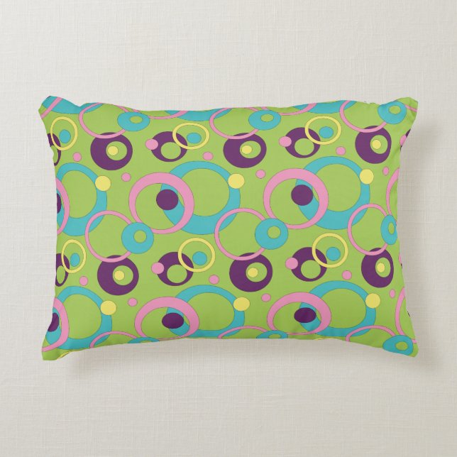 Funky Green Circles Accent Coussin (Devant)