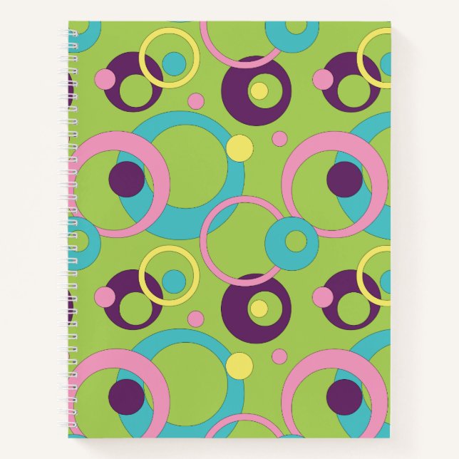 Funky Green Circles Carnet spiral (Devant)