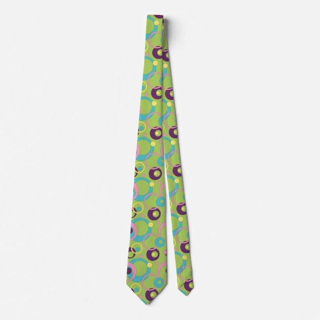 Funky Green Circles Cravate masculin (Devant)