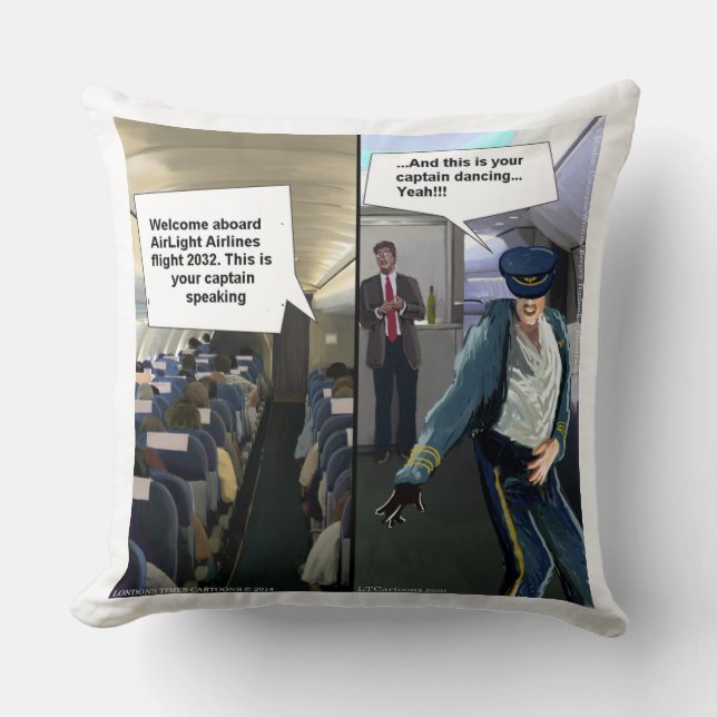 Funky Hipster Airline Pilot Grand Coussin de coton (Recto)