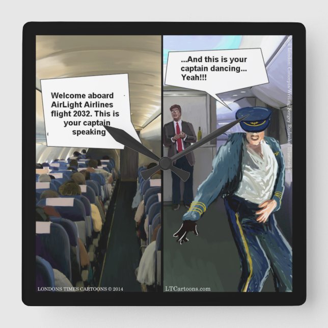 Funky Hipster Airline Pilot Horloge murale (Recto)