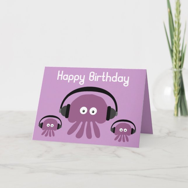Funky Jellyfish DJ Carte de voeux Anniversaire (Devant)