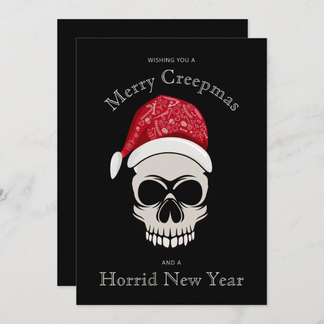 Funky Joyeux Creepmas Crâne Santa Hat Carte de vac (Devant / Derrière)