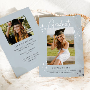 Funky Modern Grey Silver Faire-part de graduation