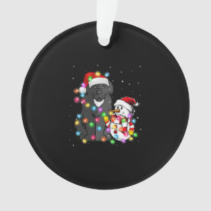 Funky Newfoundland Chien Christmas Tee Snowman Lig