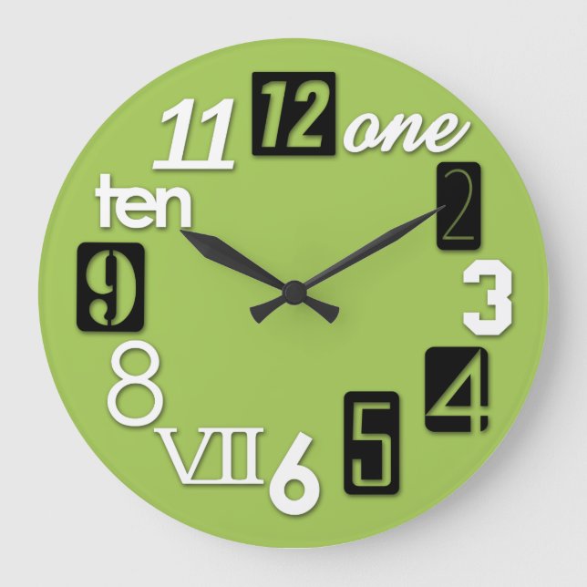 Funky Numbra rond Lime Vert Mur Horloges (Recto)