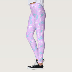 Funky Pastel Couleur Feuilles Motifs Leggings