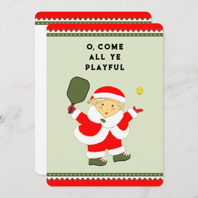 Funky Pickleball Fêtes Cartes de Noël (Devant / Derrière)