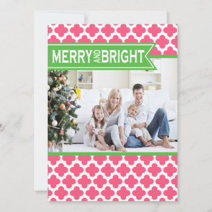 Funky Pink Green Quatrefoil Carte Appartement