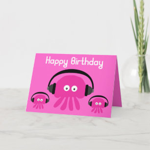 Funky Pink Jellyfish DJ Carte de voeux Anniversair