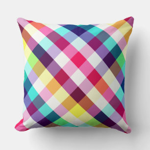 Funky Rainbow Plaid Motif Big Thaillow Oreiller