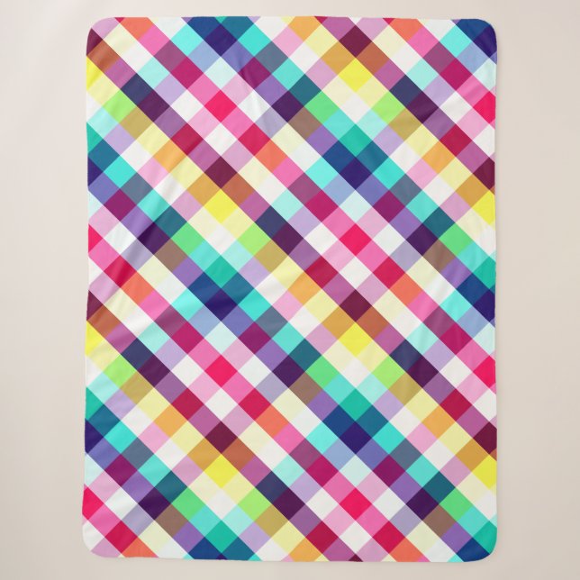Funky Rainbow Plaid Motif Large couverture Sherpa (Devant)