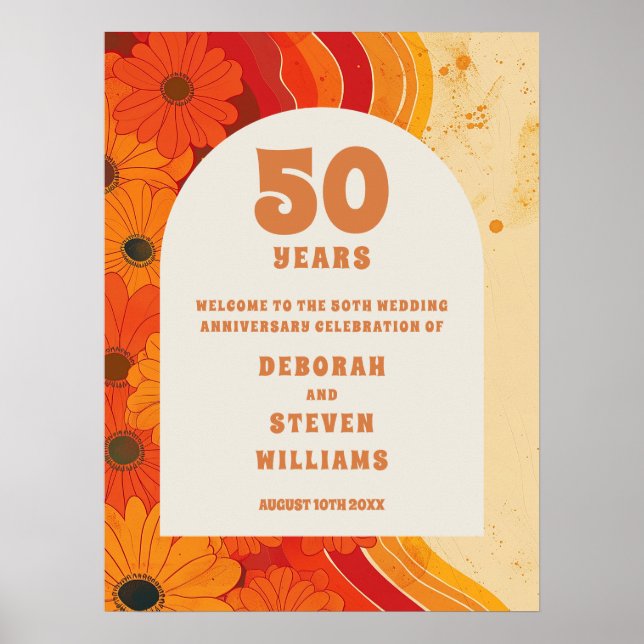 Funky Retro 50e Mariage Anniversaire Affiche de bi (Devant)