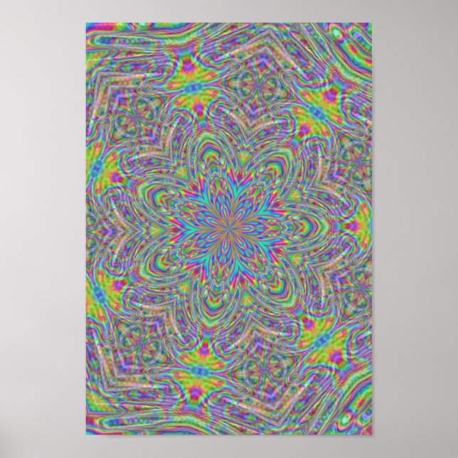 Funky Retro 60s Style Kaleidoscope Poster (Devant)