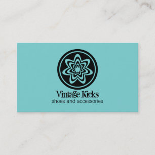 Funky Retro Bloom Carte de visite, Turquoise