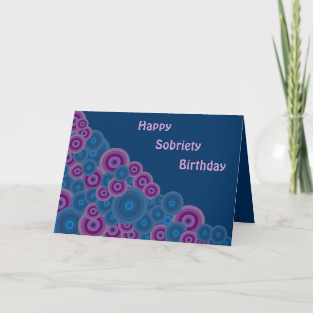 Funky Retro Circles Sobriety Carte d'anniversaire (Devant)