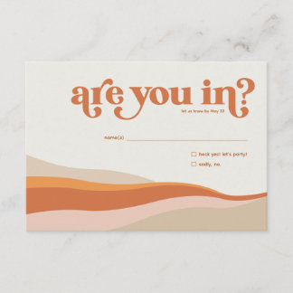 Funky Retro Orange Peach et Gold RSVP Reply Card