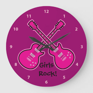 Funky Rose & Black Guitars Girls Rock Horloge