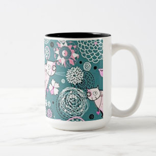 Funky Rose Kitty Chat Motif de café Mug