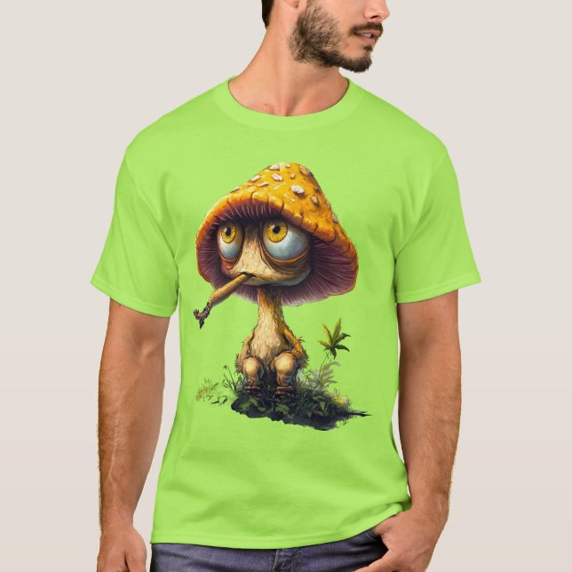 Funky Stoned Mushroom Cartoon T-Shirt (Devant)