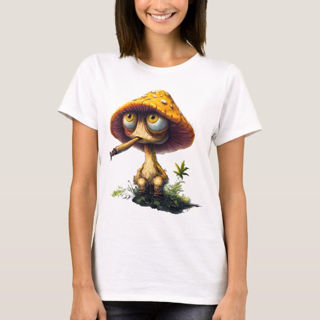 Funky Stoned Mushroom Cartoon T-Shirt (Devant)