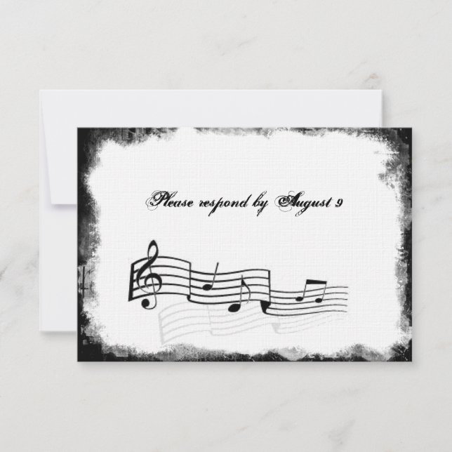 Funky Torn Paper Black Music rsvp avec enveloppes (Devant)
