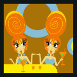Funky Twins Pop Art Poster<br><div class="desc">Funky pop art divas print- Customize it to any size!</div>