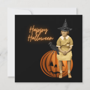 Funky Vintage Girl Witch Halloween Carte Plat