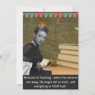 Funky Welcome Enseignant Vintage Black Woman Card