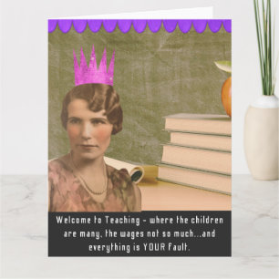 Funky Welcome Teacher Carte Femme Vintage