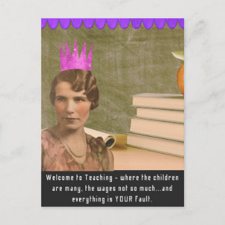 Funky Welcome Teacher Carte postale Femme Vintage
