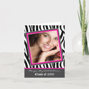 Funky Zebra Pattern Faire-part de graduation (rose