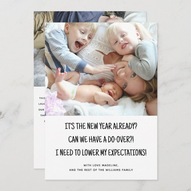 Funny 2 Photo Fin de Nouvel An Carte de vacances (Devant / Derrière)