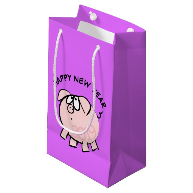 Funny 4 Cartoon Cochon Année 2019 Petit sac cadeau (Devant Angle)