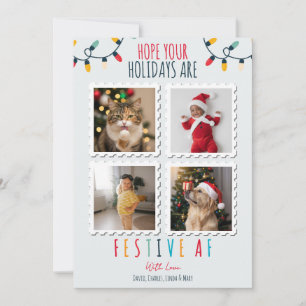Funny 4 Photo Carte de Noël Festive AF personnalis