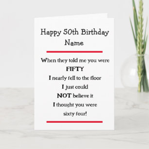 Funny 50e anniversaire Cheeky Verse carte d'annive