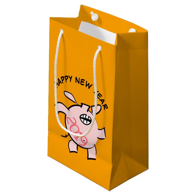 Funny 5 Cartoon Cochon Année 2019 Petit sac cadeau (Devant Angle)