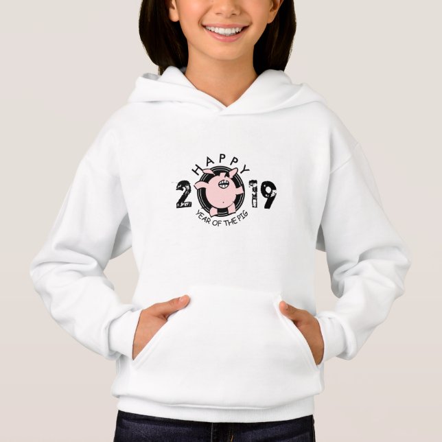 Funny 5 Cartoon Pig Année personnalisée 2019 Fille (Devant)