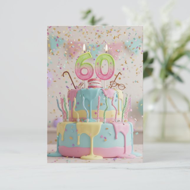Funny 60th Birthday Cake avec cartes de bougies (Debout devant)
