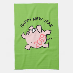 Funny 6 Cartoon Cochon Année 2019 Serviette de cui